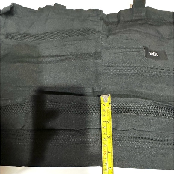 Zara Genuine Extra Large Black Shopper Tote Fabric Foldable Tote Reusable Bag - Picture 9 of 13